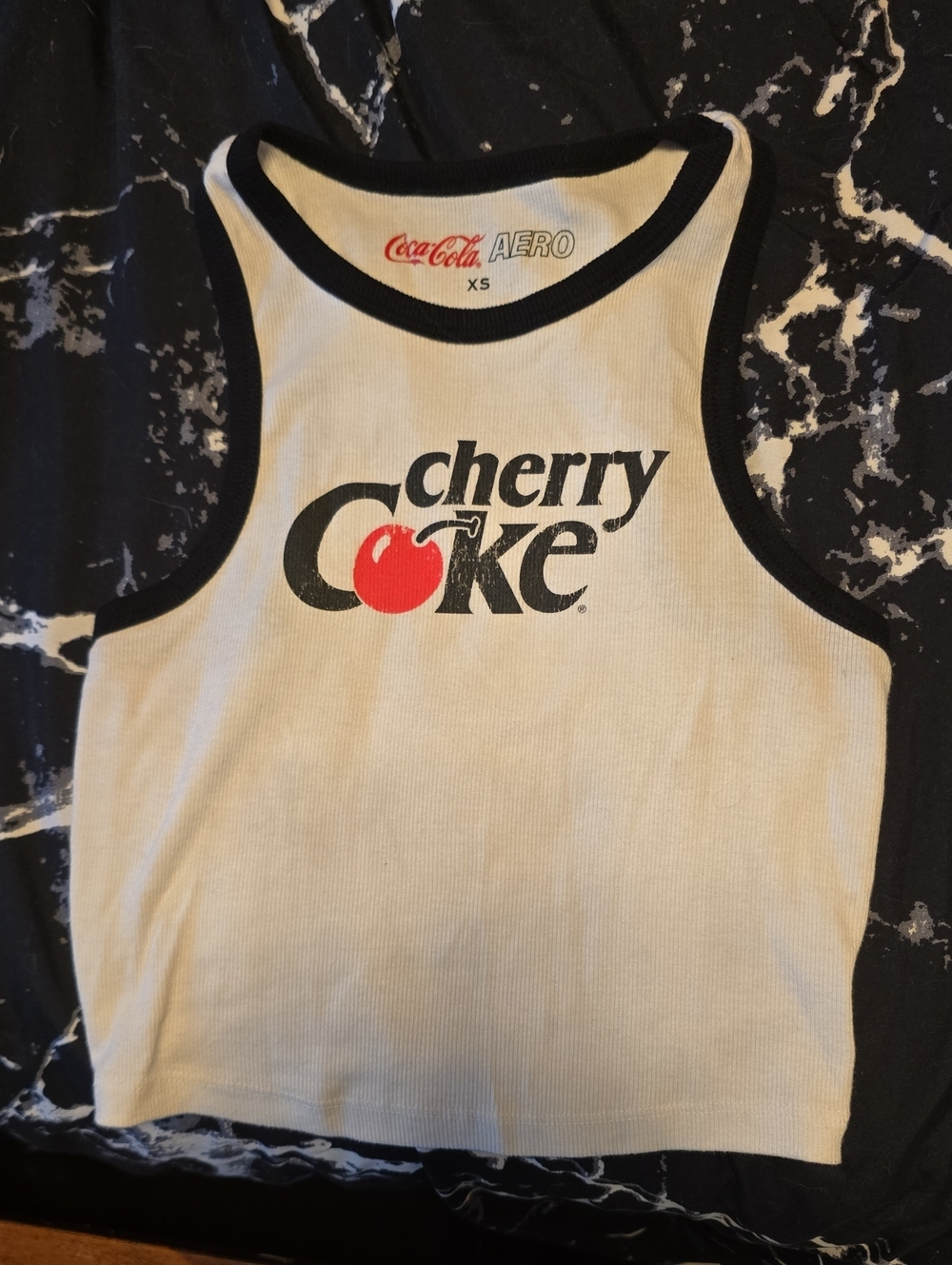 Coca-Cola Cherry Coke Tank Top - White with Black Trim and Red Cherry
